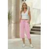 Ekouaer Womens Capri Pajama Pants 2026 Wide Leg Lounge Sleep Pants Soft Comfy Drawstring Pj Bottoms with Pockets(Solid Pink)