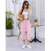 Ekouaer Womens Capri Pajama Pants 2026 Wide Leg Lounge Sleep Pants Soft Comfy Drawstring Pj Bottoms with Pockets(Solid Pink)