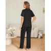Ekouaer Womens Pajama Sets Button Down Pjs Lounge Sets 2 Piece Short Sleeve Sleepwear Soft Comfy Loungewear(Black)