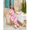 Ekouaer Womens Pajama Sets Button Down Pjs Lounge Sets 2 Piece Short Sleeve Sleepwear Soft Comfy Loungewear(Bow)