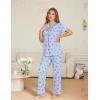 Ekouaer Womens Pajama Sets Button Down Pjs Lounge Sets 2 Piece Short Sleeve Sleepwear Soft Comfy Loungewear(Cherry)