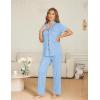 Ekouaer Womens Pajama Sets Button Down Pjs Lounge Sets 2 Piece Short Sleeve Sleepwear Soft Comfy Loungewear(Cool Blue)