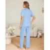 Ekouaer Womens Pajama Sets Button Down Pjs Lounge Sets 2 Piece Short Sleeve Sleepwear Soft Comfy Loungewear(Cool Blue)
