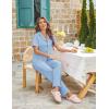 Ekouaer Womens Pajama Sets Button Down Pjs Lounge Sets 2 Piece Short Sleeve Sleepwear Soft Comfy Loungewear(Cool Blue)