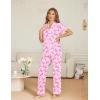 Ekouaer Womens Pajama Sets Button Down Pjs Lounge Sets 2 Piece Short Sleeve Sleepwear Soft Comfy Loungewear(Pink Bow)