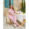 Ekouaer Womens Pajama Sets Button Down Pjs Lounge Sets 2 Piece Short Sleeve Sleepwear Soft Comfy Loungewear(Pink Carrots)