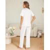 Ekouaer Womens Pajama Sets Button Down Pjs Lounge Sets 2 Piece Short Sleeve Sleepwear Soft Comfy Loungewear(White)