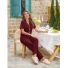 Ekouaer Womens Pajama Sets Button Down Pjs Lounge Sets 2 Piece Short Sleeve Sleepwear Soft Comfy Loungewear(Wine Red)