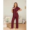 Ekouaer Womens Pajama Sets Button Down Pjs Lounge Sets 2 Piece Short Sleeve Sleepwear Soft Comfy Loungewear(Wine Red)