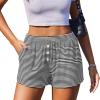 Ekouaer Womens Pajama Short Sleep Short 2026 Fashion Summer Y2k Casual Lounge Short Cute Micro Mini Pj Bottoms with Pockets(Black White Stripe)