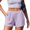 Ekouaer Womens Pajama Short Sleep Short 2026 Fashion Summer Y2k Casual Lounge Short Cute Micro Mini Pj Bottoms with Pockets(Purple)