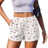 Ekouaer Womens Pajama Short Sleep Short 2026 Fashion Summer Y2k Casual Lounge Short Cute Micro Mini Pj Bottoms with Pockets(White Floral)