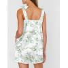 Ekouaer Womens Silk Pajama Set Bow Tie Knot Tank Top Satin Pjs Sets for Bridal Party 2 Piece Cami Shorts Sleepwear S-XXL(Green Leaves)