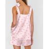 Ekouaer Womens Silk Pajama Set Bow Tie Knot Tank Top Satin Pjs Sets for Bridal Party 2 Piece Cami Shorts Sleepwear S-XXL(Pink Striped Bow Print)