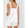 Ekouaer Womens Silk Pajama Set Bow Tie Knot Tank Top Satin Pjs Sets for Bridal Party 2 Piece Cami Shorts Sleepwear S-XXL(White)