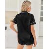 Ekouaer Womens Silk Satin Pajama Sets 2 Piece Button Down Silk Pjs Shorts Sets Cute Print Short Sleeve Sleepwear S-4XL(Black)