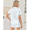 Ekouaer Womens Silk Satin Pajama Sets 2 Piece Button Down Silk Pjs Shorts Sets Cute Print Short Sleeve Sleepwear S-4XL(Blue Flower Bow Stripe)
