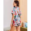 Ekouaer Womens Silk Satin Pajama Sets 2 Piece Button Down Silk Pjs Shorts Sets Cute Print Short Sleeve Sleepwear S-4XL(Cat Print)