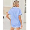 Ekouaer Womens Silk Satin Pajama Sets 2 Piece Button Down Silk Pjs Shorts Sets Cute Print Short Sleeve Sleepwear S-4XL(Light Blue)
