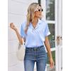 Ekouaer Womens Silk Satin Pajama Sets 2 Piece Button Down Silk Pjs Shorts Sets Cute Print Short Sleeve Sleepwear S-4XL(Light Blue)