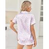 Ekouaer Womens Silk Satin Pajama Sets 2 Piece Button Down Silk Pjs Shorts Sets Cute Print Short Sleeve Sleepwear S-4XL(Lilac Flower Leave)