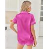 Ekouaer Womens Silk Satin Pajama Sets 2 Piece Button Down Silk Pjs Shorts Sets Cute Print Short Sleeve Sleepwear S-4XL(Rose Red)