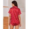 Ekouaer Womens Silk Satin Pajama Sets 2 Piece Button Down Silk Pjs Shorts Sets Cute Print Short Sleeve Sleepwear S-4XL(White Heart Print)