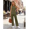 Ekouaer Women’s Two Piece Sets Summer Sleeveless Lounge Sets Matching Pants Airport Travel Outfits(Army Green)