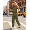 Ekouaer Women’s Two Piece Sets Summer Sleeveless Lounge Sets Matching Pants Airport Travel Outfits(Army Green)