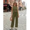 Ekouaer Women’s Two Piece Sets Summer Sleeveless Lounge Sets Matching Pants Airport Travel Outfits(Army Green)