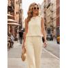 Ekouaer Women’s Two Piece Sets Summer Sleeveless Lounge Sets Matching Pants Airport Travel Outfits(Beige)