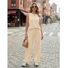 Ekouaer Women’s Two Piece Sets Summer Sleeveless Lounge Sets Matching Pants Airport Travel Outfits(Beige)