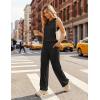 Ekouaer Women’s Two Piece Sets Summer Sleeveless Lounge Sets Matching Pants Airport Travel Outfits(Black)