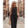Ekouaer Women’s Two Piece Sets Summer Sleeveless Lounge Sets Matching Pants Airport Travel Outfits(Black)