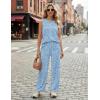 Ekouaer Women’s Two Piece Sets Summer Sleeveless Lounge Sets Matching Pants Airport Travel Outfits(Blue Floral)