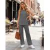 Ekouaer Women’s Two Piece Sets Summer Sleeveless Lounge Sets Matching Pants Airport Travel Outfits(Dark Gray)