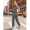 Ekouaer Women’s Two Piece Sets Summer Sleeveless Lounge Sets Matching Pants Airport Travel Outfits(Dark Gray)