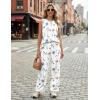 Ekouaer Women’s Two Piece Sets Summer Sleeveless Lounge Sets Matching Pants Airport Travel Outfits(Floral White)
