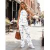 Ekouaer Women’s Two Piece Sets Summer Sleeveless Lounge Sets Matching Pants Airport Travel Outfits(Floral White)