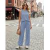 Ekouaer Women’s Two Piece Sets Summer Sleeveless Lounge Sets Matching Pants Airport Travel Outfits(Gray Blue)