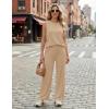 Ekouaer Women’s Two Piece Sets Summer Sleeveless Lounge Sets Matching Pants Airport Travel Outfits(Khaki)