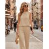 Ekouaer Women’s Two Piece Sets Summer Sleeveless Lounge Sets Matching Pants Airport Travel Outfits(Khaki)