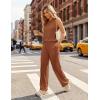 Ekouaer Women’s Two Piece Sets Summer Sleeveless Lounge Sets Matching Pants Airport Travel Outfits(Leather Brown)