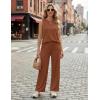 Ekouaer Women’s Two Piece Sets Summer Sleeveless Lounge Sets Matching Pants Airport Travel Outfits(Leather Brown)