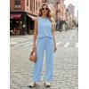 Ekouaer Women’s Two Piece Sets Summer Sleeveless Lounge Sets Matching Pants Airport Travel Outfits(Light Blue)