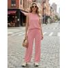 Ekouaer Women’s Two Piece Sets Summer Sleeveless Lounge Sets Matching Pants Airport Travel Outfits(Misty Rose)