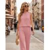 Ekouaer Women’s Two Piece Sets Summer Sleeveless Lounge Sets Matching Pants Airport Travel Outfits(Misty Rose)