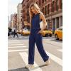 Ekouaer Women’s Two Piece Sets Summer Sleeveless Lounge Sets Matching Pants Airport Travel Outfits(Navy Blue)
