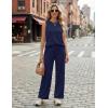 Ekouaer Women’s Two Piece Sets Summer Sleeveless Lounge Sets Matching Pants Airport Travel Outfits(Navy Blue)