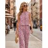 Ekouaer Women’s Two Piece Sets Summer Sleeveless Lounge Sets Matching Pants Airport Travel Outfits(Pink Leopard)